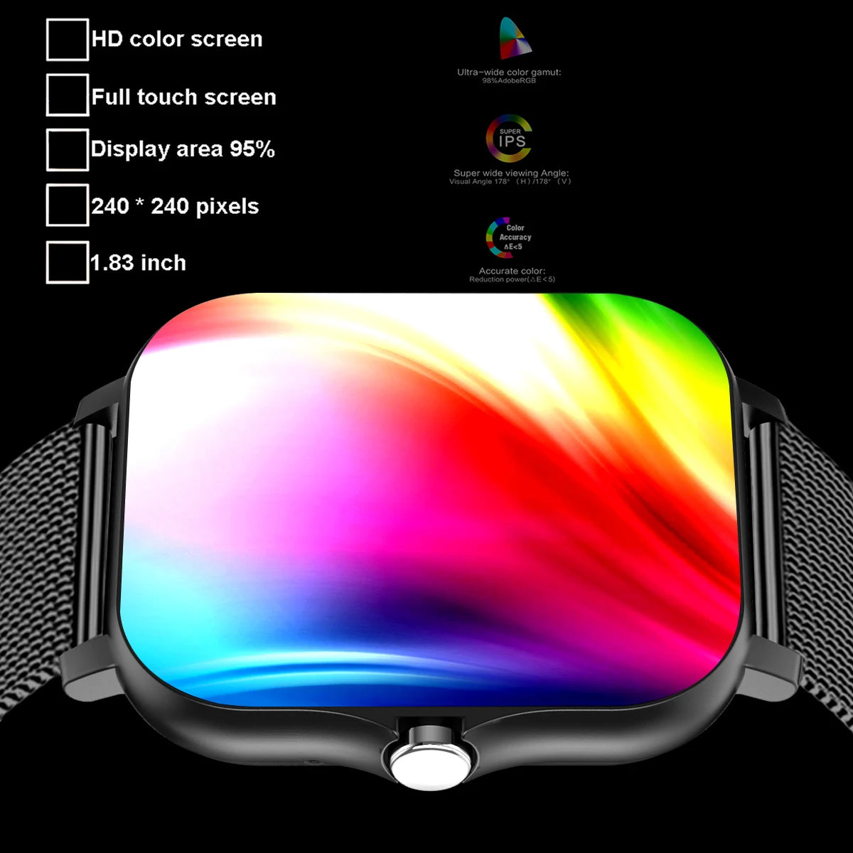 Black Case Colour Screen Smart Watch