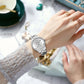 Luxury Stainless Steel Luminous hands Wristwatches with Rhinestones