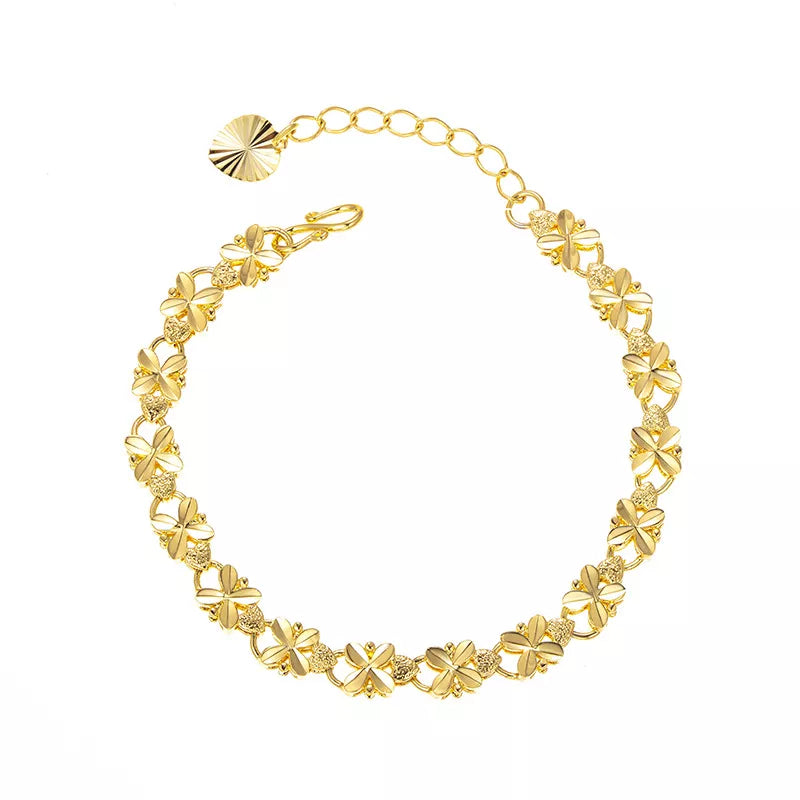 Gold Color Four-Leaf Clover Bracelet