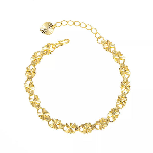 Gold Color Four-Leaf Clover Bracelet