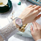 Luxury Stainless Steel Luminous hands Wristwatches with Rhinestones